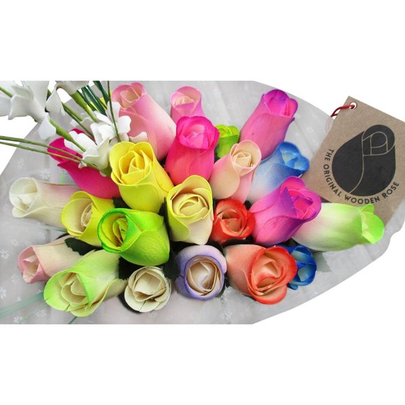 2 Dozen Spring Easter Wooden Rose Bouquet - Picture 5 of 10